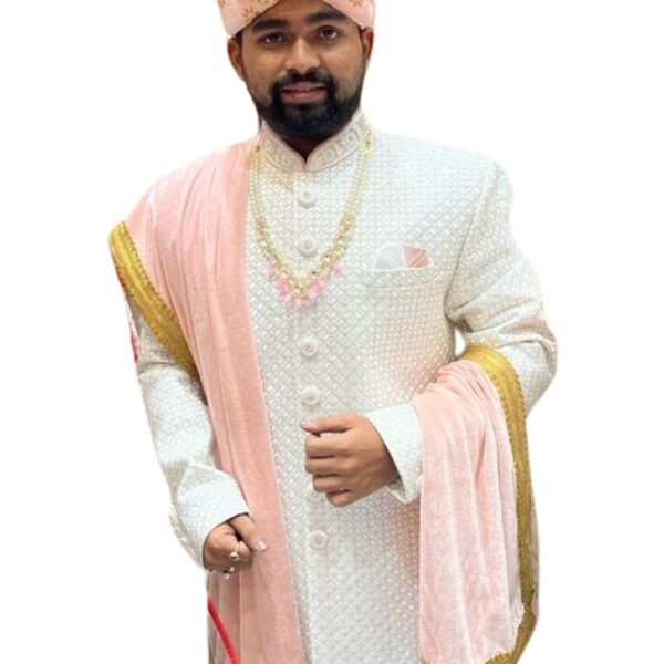 Ivory Gold Embroidered Sherwani