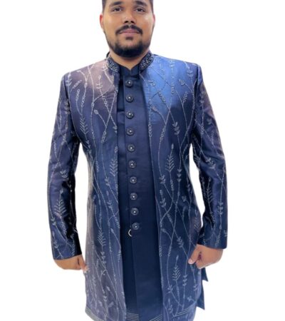 Midnight Blue Embroidered Sherwani