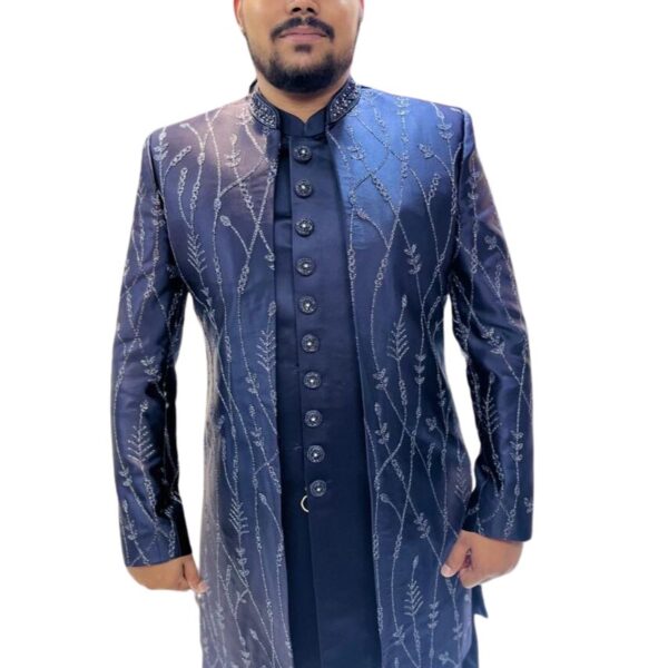 Midnight Blue Embroidered Sherwani