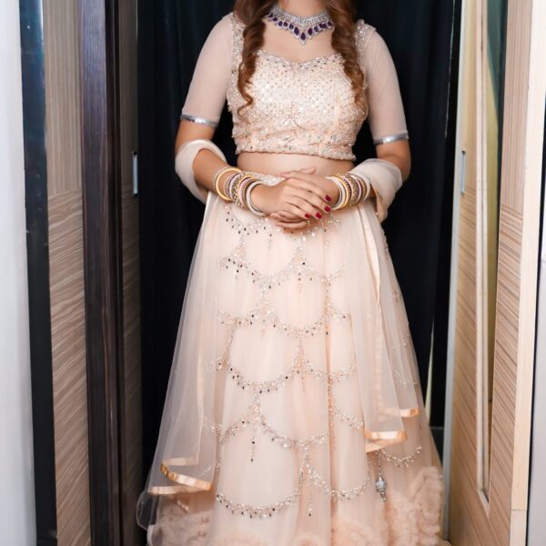 Elegant Blush Peach Lehenga