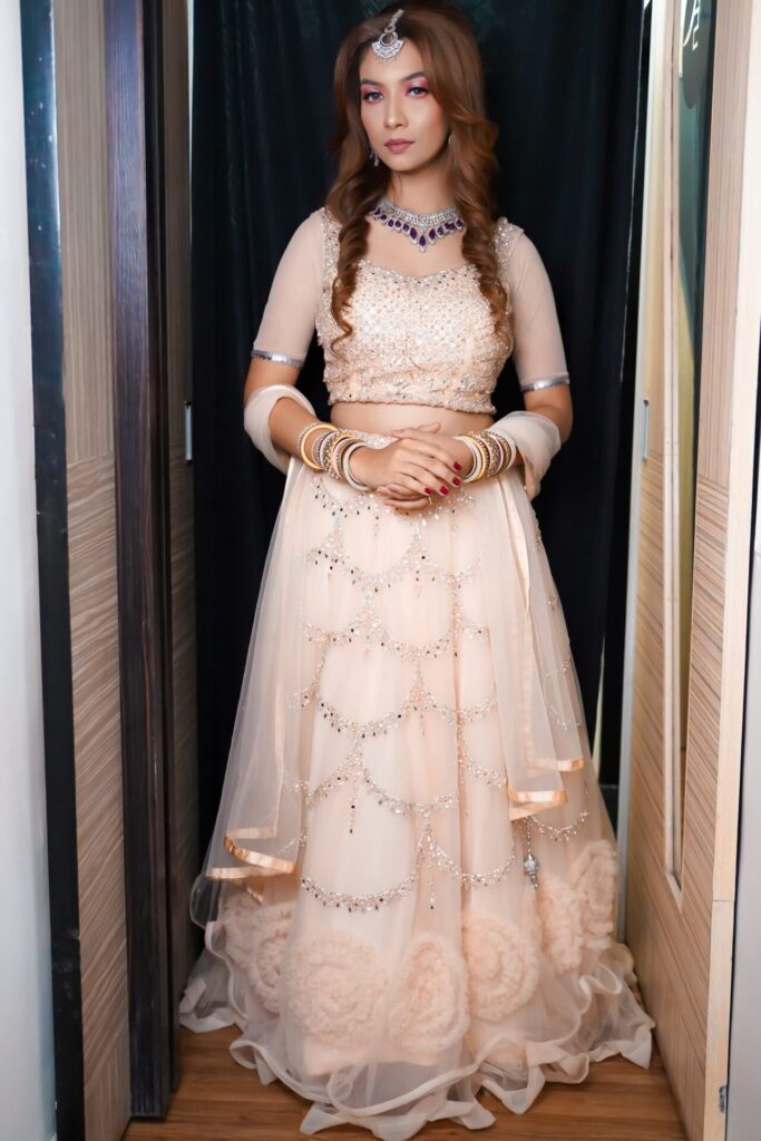 Elegant Blush Peach Lehenga
