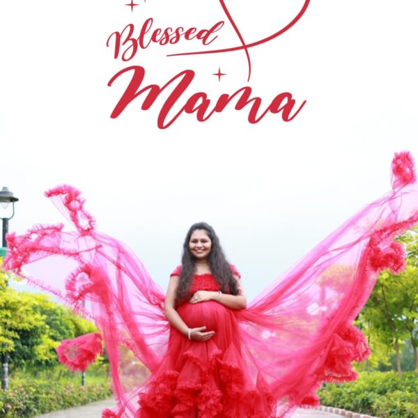 Elegant Red Maternity Gown