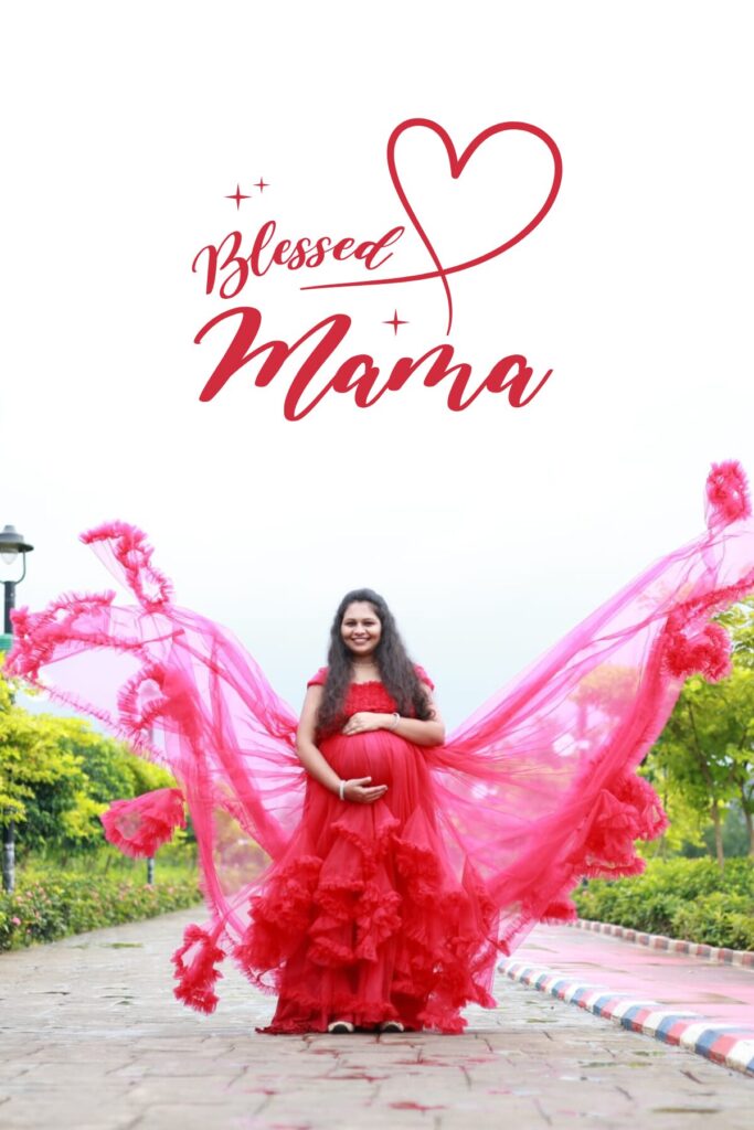 Elegant Red Maternity Gown