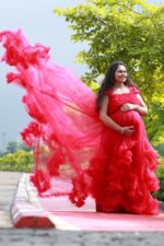 Elegant Red Maternity Gown