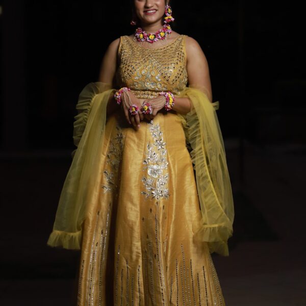 Elegant Yellow Embroidered Lehenga Set