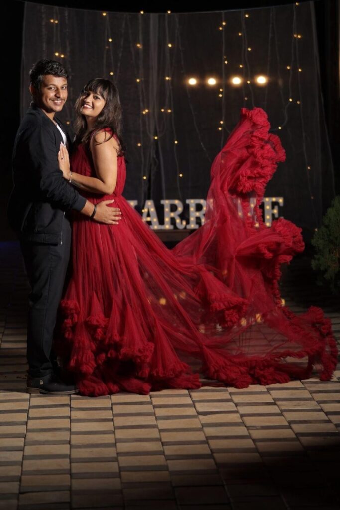 Glamorous Red Ruffle Tulle Gown