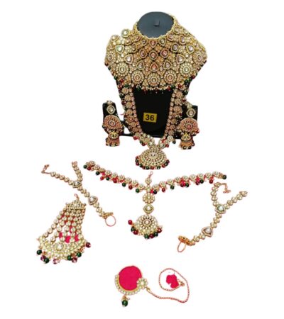 Grand Kundan & Ruby Green Beads Bridal Jewelry Set
