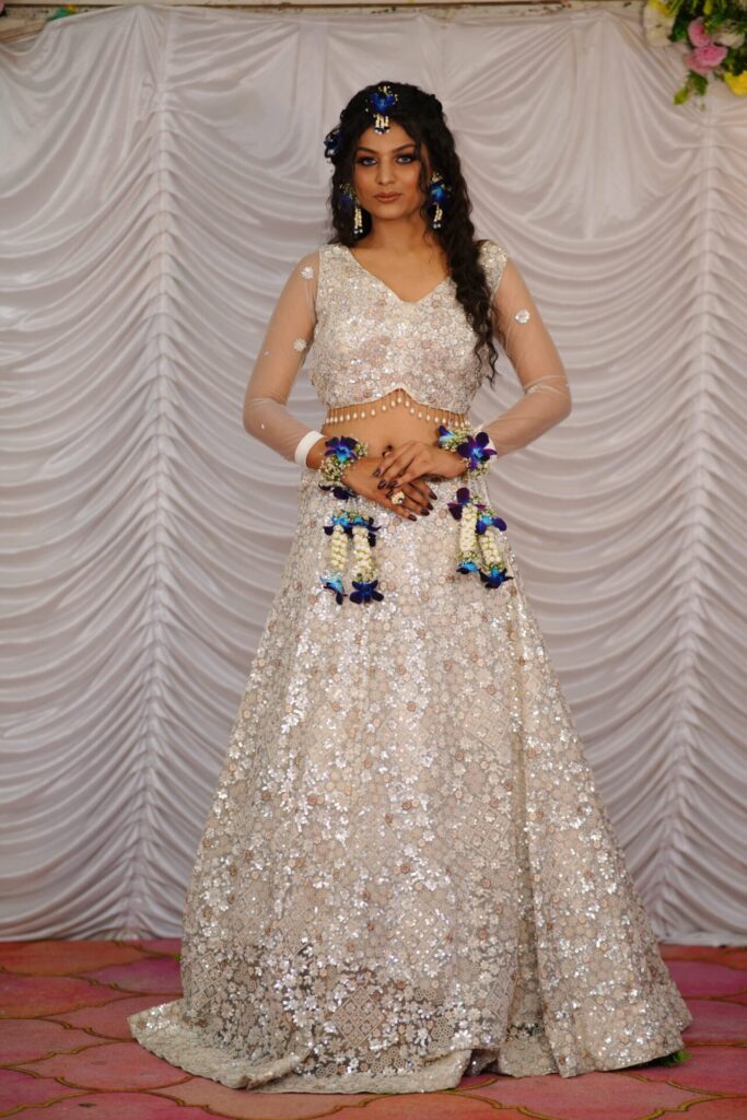 Ivory Sequin Embroidered Lehenga