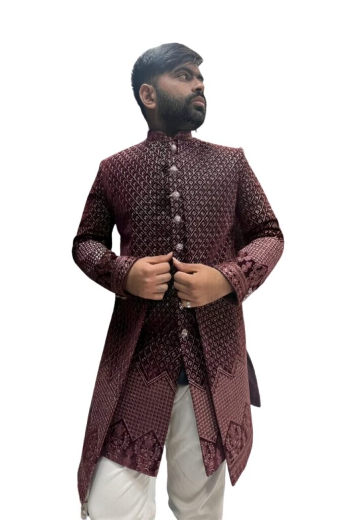 Maroon Velvet Sherwani