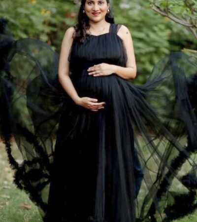 Midnight Elegance Maternity Gown