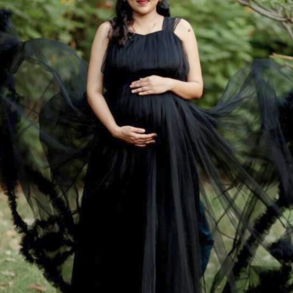 Midnight Elegance Maternity Gown
