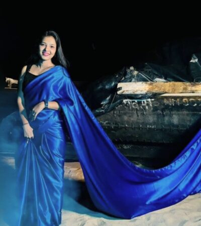Royal Blue Satin Saree