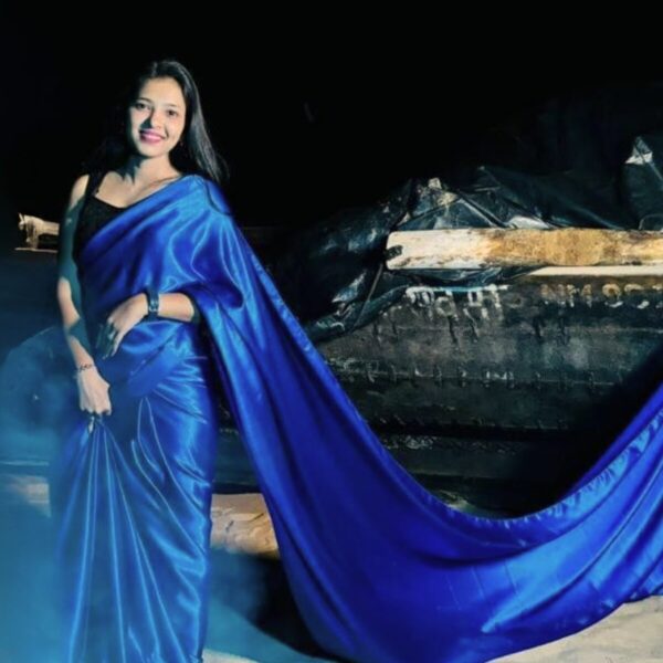 Royal Blue Satin Saree