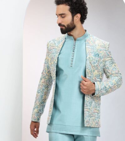 Serene Aqua Indo-Western Set